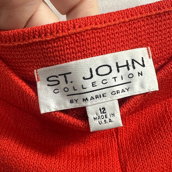 St.John collection Santana Knit Red Orange pull on wide leg pants size 12. - Picture 4 of 7